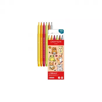 Caran d'Ache Fibralo Kawaii Animals huopakynät, 6 kpl:n pakkaus, vesipohjainen muste, akvarelliefekti 185.803