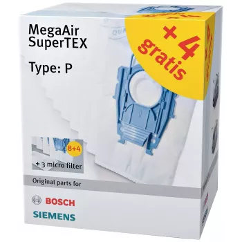 Siemens VZ123FP MegaAir SuperTEX pölynimuripussisarja (tyyppi G/G ALL, 4 pussia + 1 mikrosuodatin)