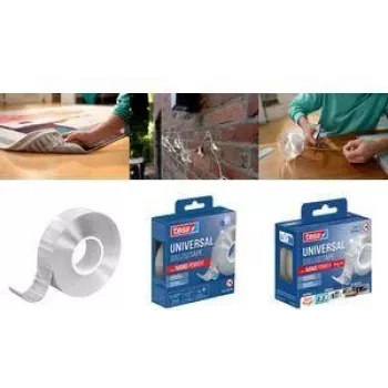 tesa NANO POWER kaksipuolinen teippi, 30 mm x 1 m, läpinäkyvä, akrylaatti, 2 mm paksu, kestää jopa 10 kg / 10 cm, 1 rulla 55810-00010-00