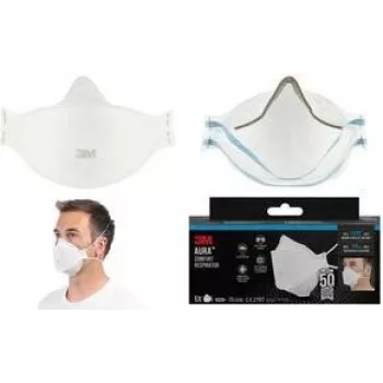 3M Aura 9320+ FFP2 hengityssuojain ilman uloshengitysventtiiliä, 3-osainen taitettava maski, valkoinen, 1 kpl:n pakkaus 9320-5
