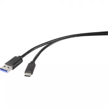 Renkforce RF-4535908 USB 3.2 Gen 1 -kaapeli, USB-A - USB-C, 3 m, musta