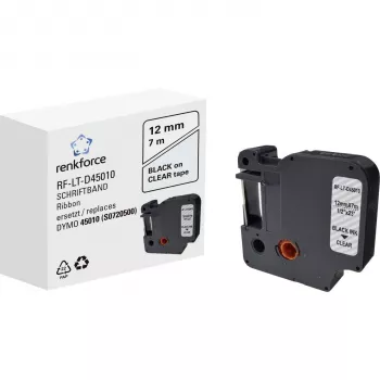 RENKFORCE RF-LT-D45010 yhteensopiva DYMO D1 -merkintänauha 12mm läpinäkyvä musta 7m RF-6027820