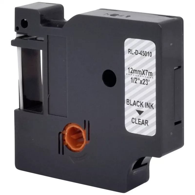 RENKFORCE RF-LT-D45010 yhteensopiva DYMO D1 -merkintänauha 12mm läpinäkyvä musta 7m RF-6027820