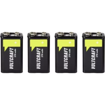VOLTCRAFT 9 V -paristo akku NiMH 270 mAh 8,4 V Ready to Use, 4 kpl:n pakkaus (VC-17275530)