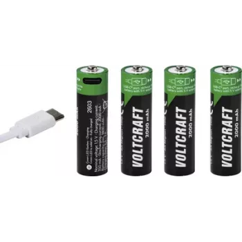 VOLTCRAFT AA Mignon Li-Ion -akku 2000 mAh 1,5 V 4 kpl:n pakkaus USB-C-lataustoiminnolla (VC-17275570)