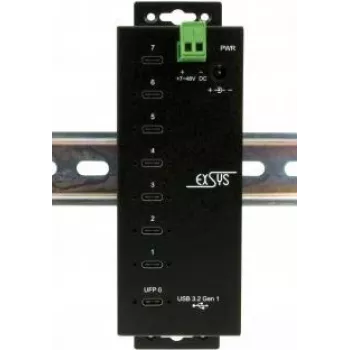 EXSYS EX-1147HMVS USB-C-keskitin, USB 3.2 Gen 1, musta