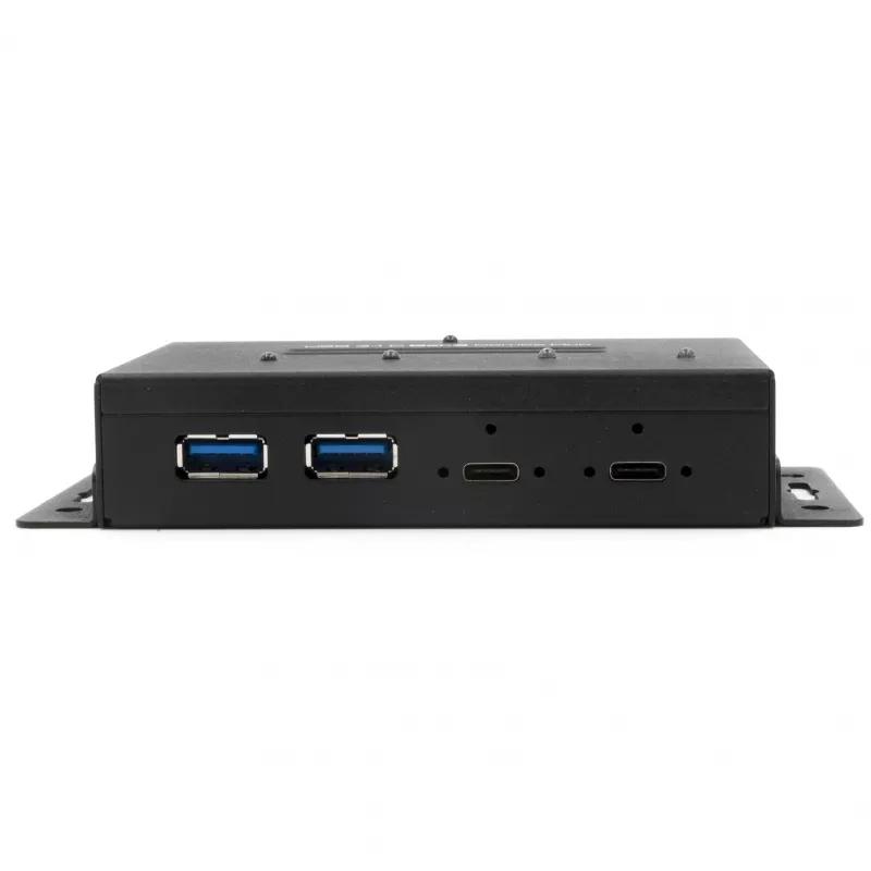 EXSYS EX-1240HMVS Industrial 4-porttinen USB 3.2 Gen 2 -keskitin, DIN-kiskoon asennettava, metalli