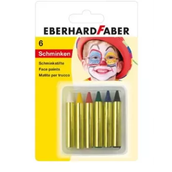 FABER-CASTELL EBERHARD FABER meikkikynät, lyhyet, 6 väriä, korkea intensiteetti, dermatologisesti testattu, 1 sarja (579106)