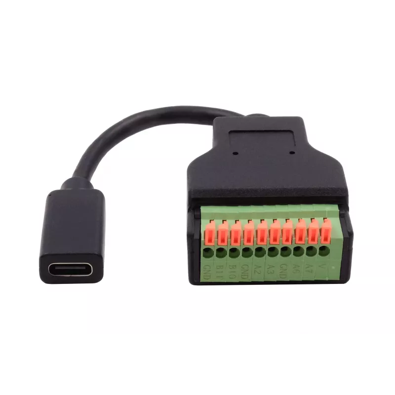 EXSYS EX-49124 USB-C -liitäntä 10-pin ruuviliitinriviliittimeen -adapterikaapeli painonapilla, USB 3.2 Gen 1, 15 cm