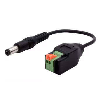 EXSYS EX-49140 DC-virtapistoke 5,5x2,1mm 2-napaiseen liitinriviliittimeen -adapterikaapeli, 15 cm, painonappi