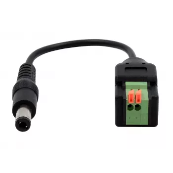 EXSYS EX-49140 DC-virtapistoke 5,5x2,1mm 2-napaiseen liitinriviliittimeen -adapterikaapeli, 15 cm, painonappi
