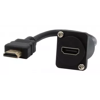 EXSYS EX-49162 HDMI Type-A liitäntä pistokkeeseen -adapterikaapeli, 20 cm, 4K, High Speed Ethernetillä, musta