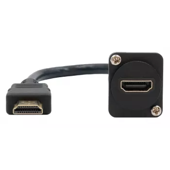 EXSYS EX-49162 HDMI Type-A liitäntä pistokkeeseen -adapterikaapeli, 20 cm, 4K, High Speed Ethernetillä, musta