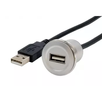 EXSYS EX-49181 paneeliasennettava USB 2.0 jatkokaapeli, USB-A liitäntä USB-A pistokkeeseen, 30 cm, metallilevy