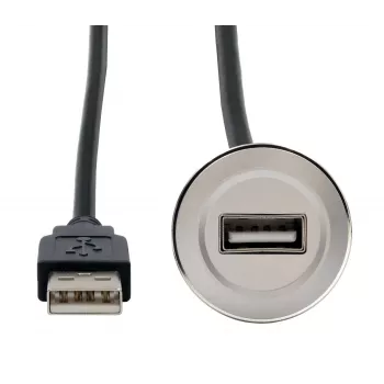 EXSYS EX-49181 paneeliasennettava USB 2.0 jatkokaapeli, USB-A liitäntä USB-A pistokkeeseen, 30 cm, metallilevy