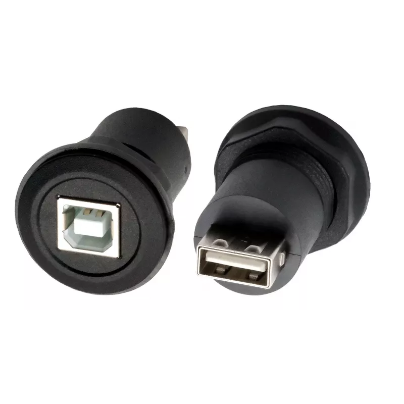 EXSYS EX-49213 paneeliasennettava adapteri USB-B liitäntä USB-A liitäntään, USB 2.0, metallikehys
