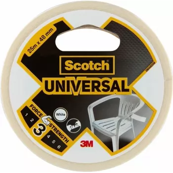3M Scotch Universal Tape 2000 valkoinen 48 mm x 25 m, 6 rullaa – yleiskäyttöinen PE-kalvotetriippi niputtamiseen, kiinnittämiseen, korjaamiseen ja teippaamiseen 7100205295