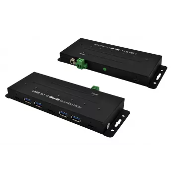 EXSYS EX-1247HMVS 7-porttinen USB 3.2 Gen 2 teollisuuskeskitin DIN-kiskokiinnityksellä