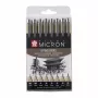 SAKURA Pigma Micron huopakynäsarja, 8-osainen, musta, eri kärkikoot 0,15 mm–sivellin POXSDK8
