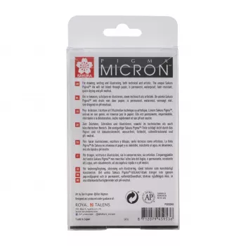 SAKURA Pigma Micron huopakynäsarja, 8-osainen, musta, eri kärkikoot 0,15 mm–sivellin POXSDK8