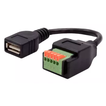 EXSYS EX-49128 USB-A liitäntä 5-pin ruuviliitinriviliittimeen adapterikaapeli painonapilla, USB 2.0, 15 cm