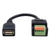 EXSYS EX-49128 USB-A liitäntä 5-pin ruuviliitinriviliittimeen adapterikaapeli painonapilla, USB 2.0, 15 cm