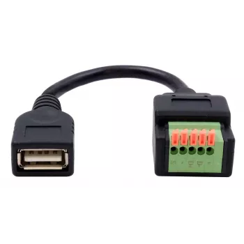 EXSYS EX-49128 USB-A liitäntä 5-pin ruuviliitinriviliittimeen adapterikaapeli painonapilla, USB 2.0, 15 cm