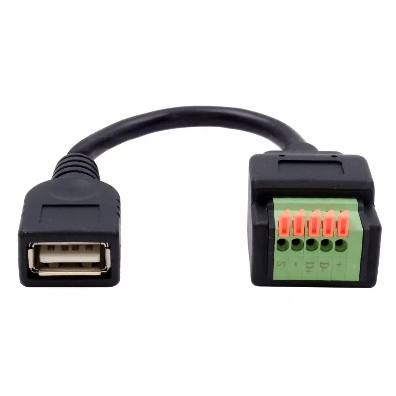 EXSYS EX-49128 USB-A liitäntä 5-pin ruuviliitinriviliittimeen adapterikaapeli painonapilla, USB 2.0, 15 cm