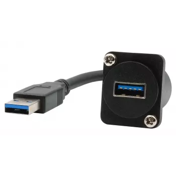 EXSYS EX-49164 USB 3.2 Gen 1 D-tyypin asennusadapterikaapeli, USB-A uros liitäntään, 20 cm, musta