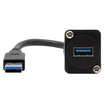 EXSYS EX-49164 USB 3.2 Gen 1 D-tyypin asennusadapterikaapeli, USB-A uros liitäntään, 20 cm, musta