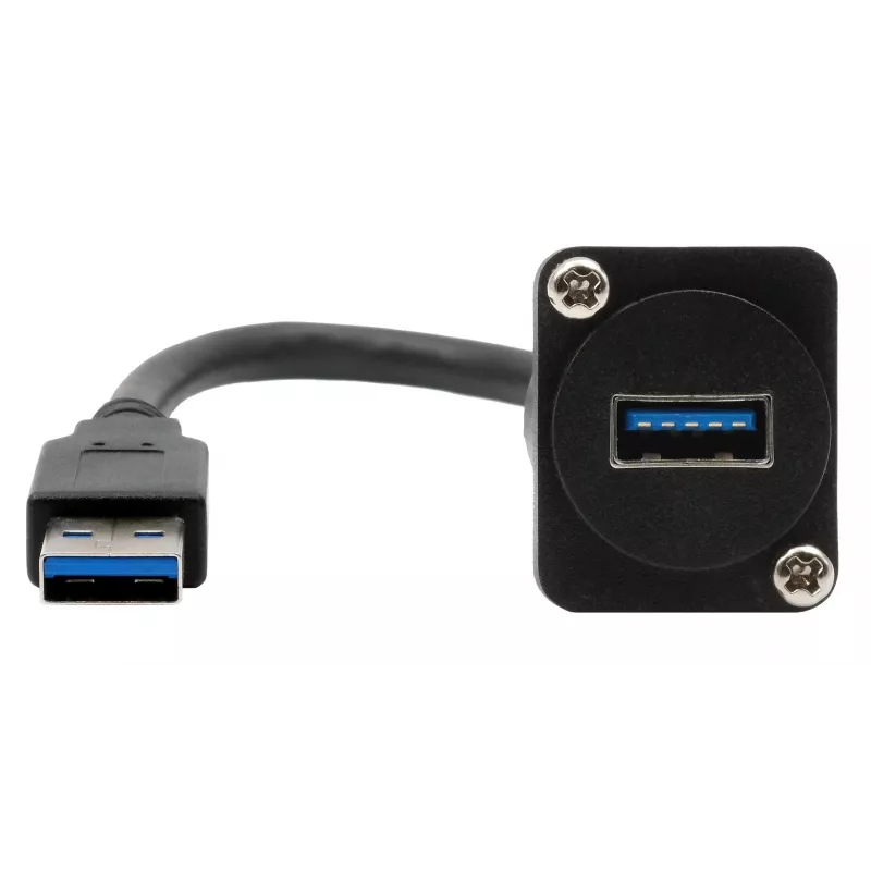 EXSYS EX-49164 USB 3.2 Gen 1 D-tyypin asennusadapterikaapeli, USB-A uros liitäntään, 20 cm, musta