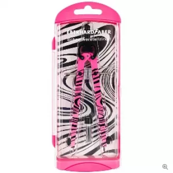 FABER-CASTELL EBERHARD FABER pikasiirrettävä harppi, neonpinkki/musta, keskikararuuvi, musta grafiikkakuvio, 1 kpl (571701)