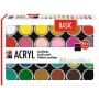 Marabu akryylivärisarja BASIC, 24 x 18 ml, korkea pigmentointi, erittäin hyvä valonkesto 1210000000215