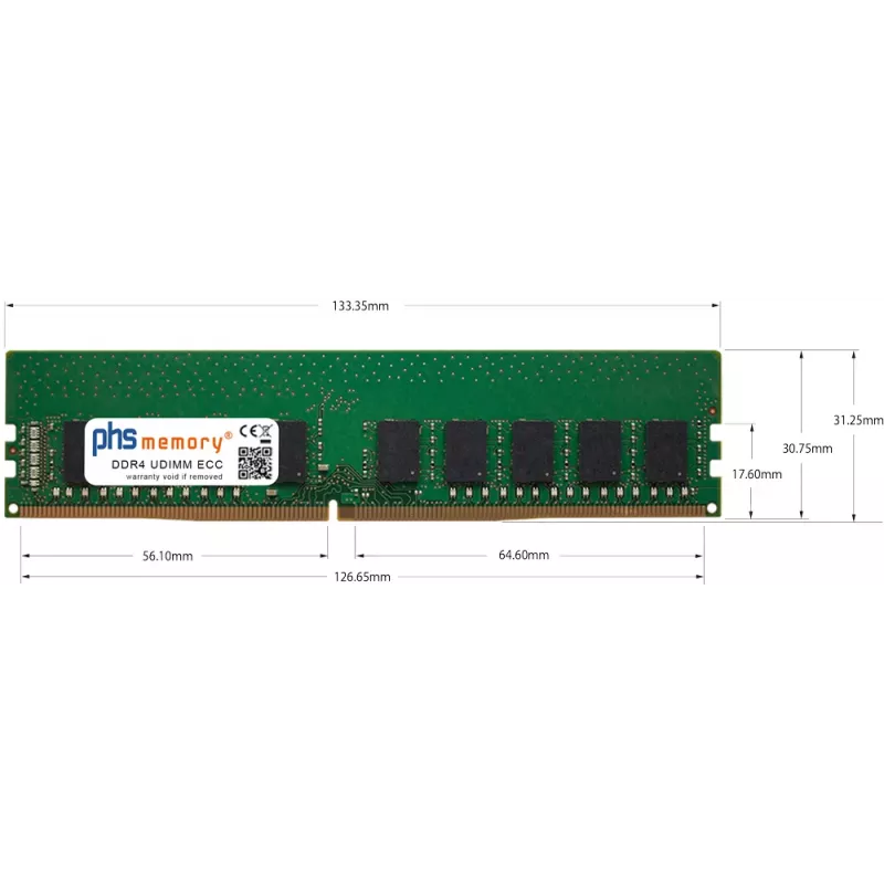 PHS-memory 16GB DDR4 ECC UDIMM 3200MHz PC4-25600E muisti Asus RS100-E11-PI2 (SP556102)