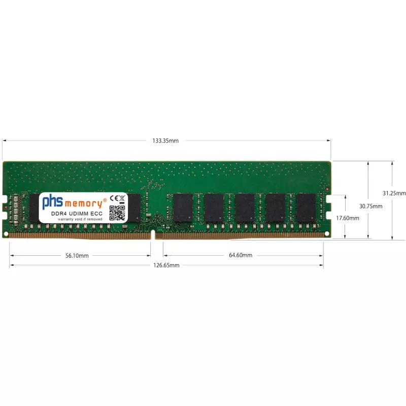 PHS-memory 8GB DDR4 ECC UDIMM 3200MHz PC4-25600E palvelinmuisti Asus RS100-E11-PI2 SP556101
