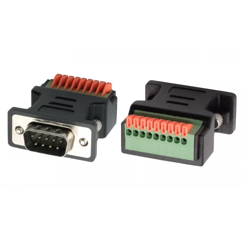 EXSYS EX-49110 DB9-pistoke 9-pin ruuviliitinrima -adapteri painonapilla