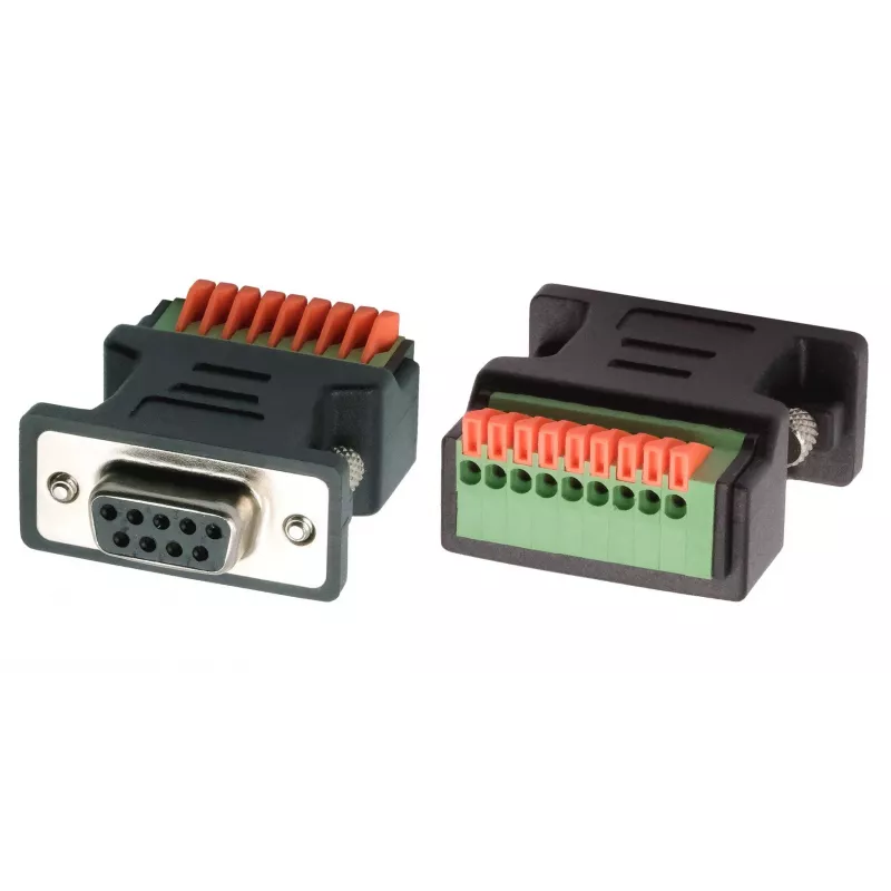 EXSYS EX-49111 9-pin D-Sub -liitin 9-pin ruuviliitinrima -adapteri painonapilla, harmaa