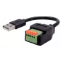 EXSYS USB-A-pistoke 5-pin riviliitin -adapterikaapeli painonapilla, USB 2.0, 15 cm EX-49129