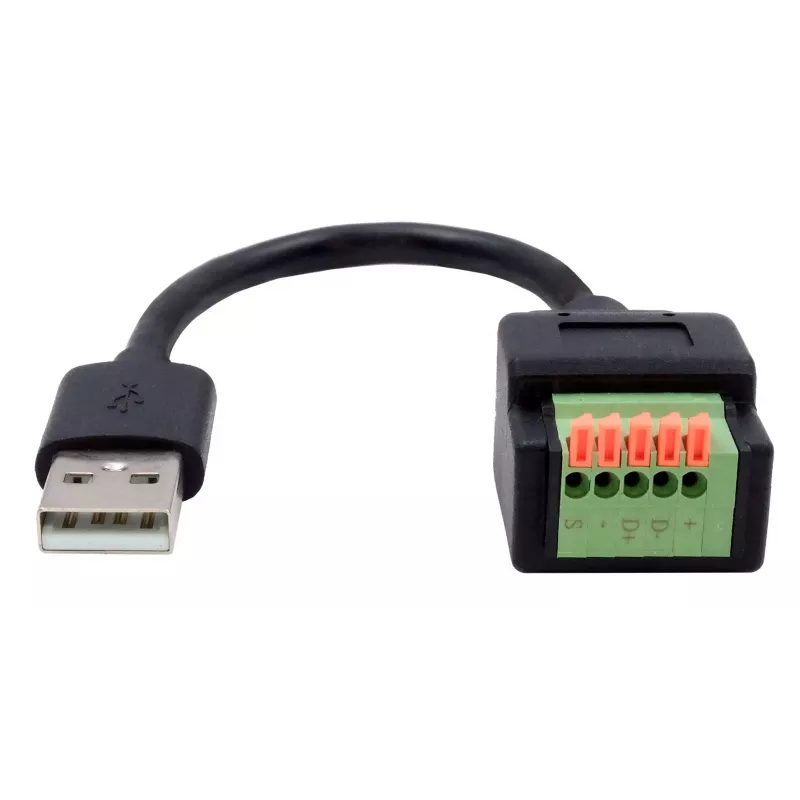 EXSYS USB-A-pistoke 5-pin riviliitin -adapterikaapeli painonapilla, USB 2.0, 15 cm EX-49129