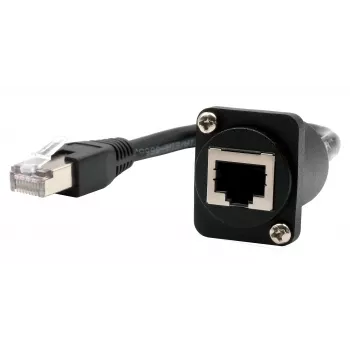 EXSYS D-tyypin RJ45-liitin pistokkeeseen -adapterikaapeli, CAT.5e, 20 cm, musta EX-49159