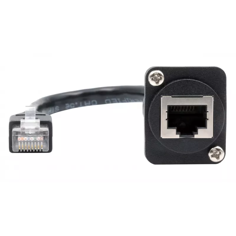EXSYS D-tyypin RJ45-liitin pistokkeeseen -adapterikaapeli, CAT.5e, 20 cm, musta EX-49159