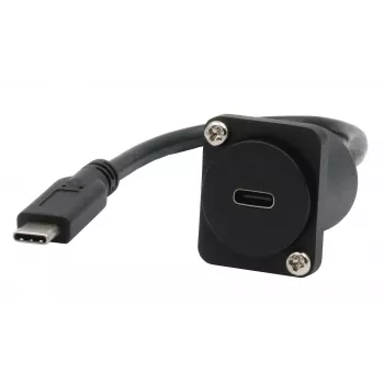 EXSYS EX-49166 D-tyypin USB-C-liitin pistokkeeseen -adapterikaapeli, USB 3.2 Gen 2, 20 cm, musta