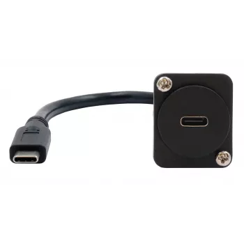 EXSYS EX-49166 D-tyypin USB-C-liitin pistokkeeseen -adapterikaapeli, USB 3.2 Gen 2, 20 cm, musta