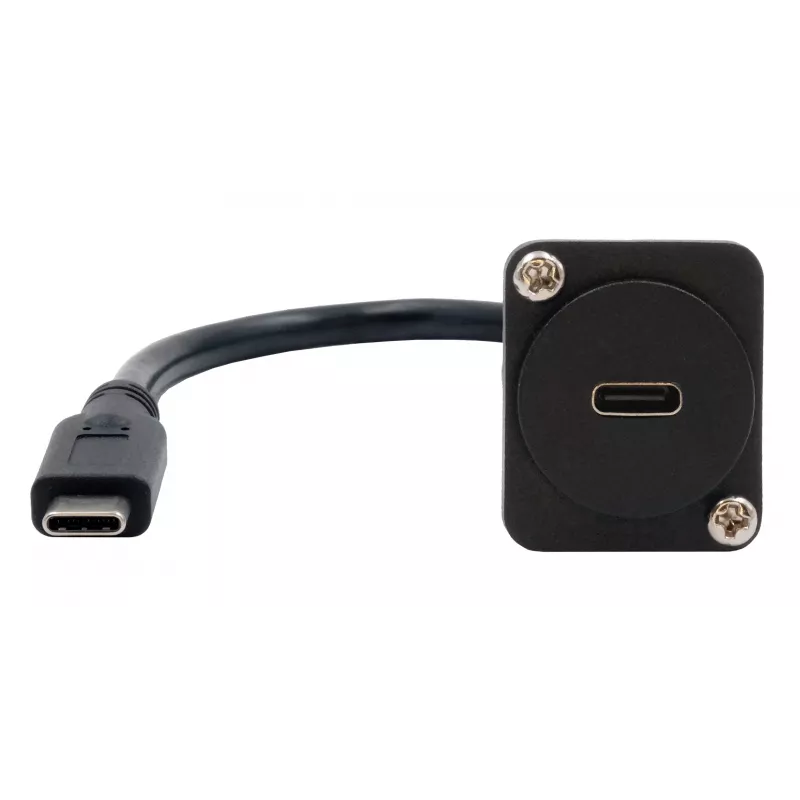 EXSYS EX-49166 D-tyypin USB-C-liitin pistokkeeseen -adapterikaapeli, USB 3.2 Gen 2, 20 cm, musta