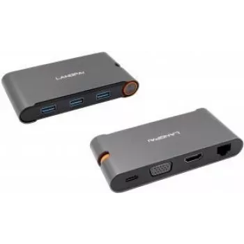 EXSYS EX-1220HM USB 3.2 Gen 1 metallikeskitin 7-in-1 porteilla kannettavalle, MateBookille ja MacBookille