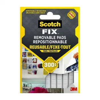 3M Scotch-Fix kiinnitysneliöt 11 mm x 15 mm valkoinen 64 kpl:n pakkaus 7100263372