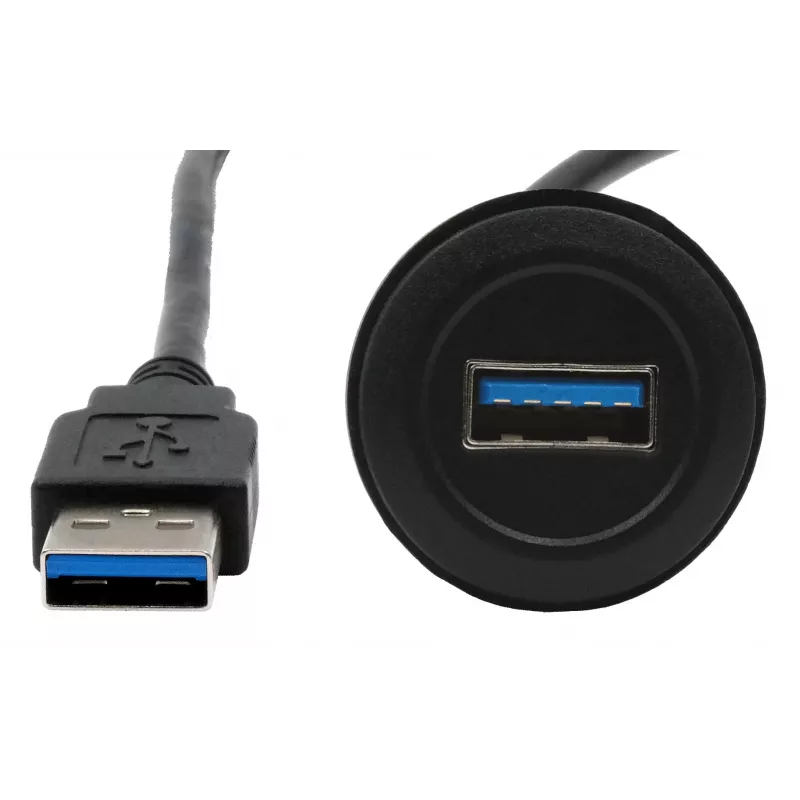 EXSYS EX-49220 USB 3.2 Gen 1 asennusadapterikaapeli, Type-A naaras - uros, 30 cm, musta
