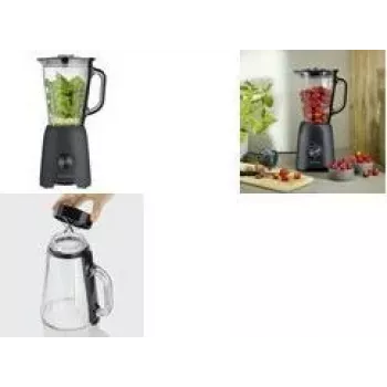 SEVERIN tehosekoitin SM 3722, 600 W, mattamusta, irrotettava 1,5 L BPA-vapaa lasikannu, kansi ja mittakuppi, ruostumattomat terät, 2 nopeutta, pulssitoiminto, jäänmurskaus