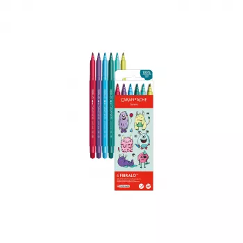 CARAN D'ACHE Fibralo Kawaii Monsters huopakynät, 6 kpl:n sarja, vesipohjainen, vesiliukoinen muste, käytettävissä kuivana tai märkänä (185.801)