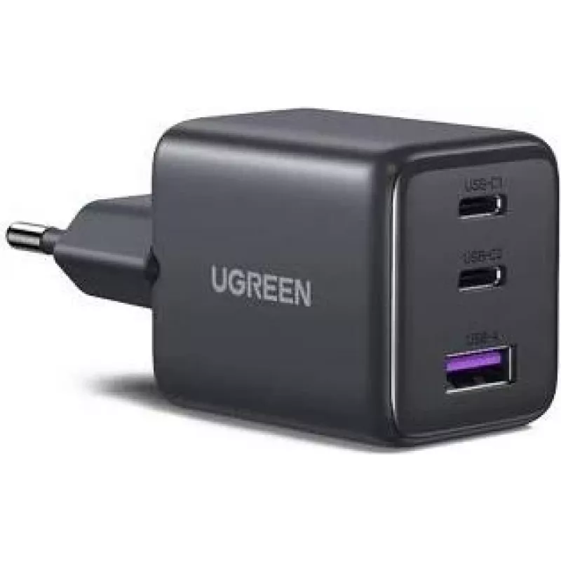 UGREEN 30W 3-porttinen GaN II pikalaturi USB-A & 2 x USB-C musta (55536)